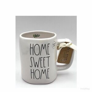 NEW Rae Dunn Home Sweet Home Double Sided Coffee Mug With Leaf Interior House 🏡
